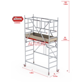 1.80m platformhoogte = 3.80m werkhoogte