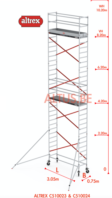 ALTREX RS TOWER 51-smal 0,75 x 3,05 x -10,20m WH