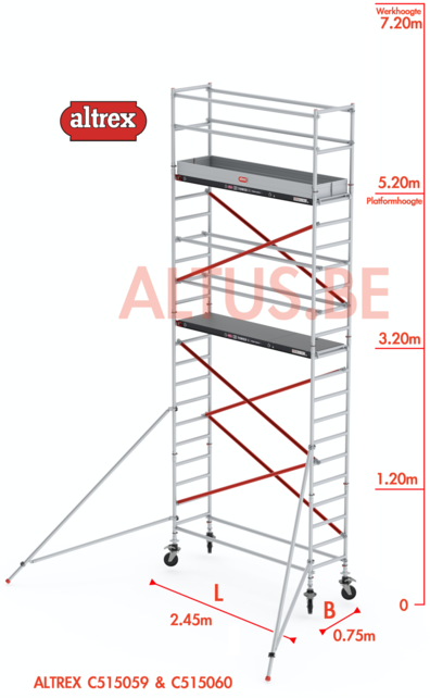 ALTREX RS TOWER 51-smal 0,75 x 2,45 x -7,20m WH