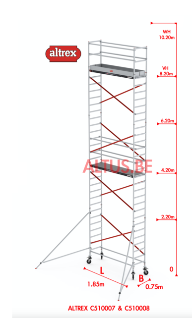ALTREX RS TOWER 51-smal 0,75 x 1,85 x -10,20m WH