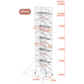 12.20m vloerhoogte = 14.20m werkhoogte