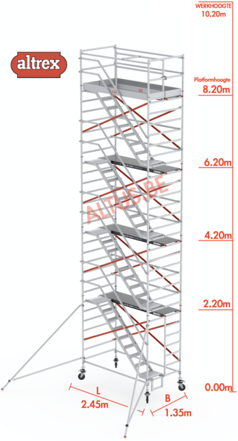 trapsteiger rs tower 53/1.35 x 2.45 x 10.20m werkhoogte