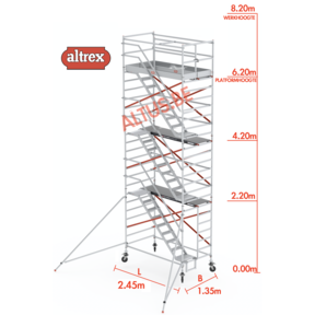 6.20m vloerhoogte = 8.20m werkhoogte