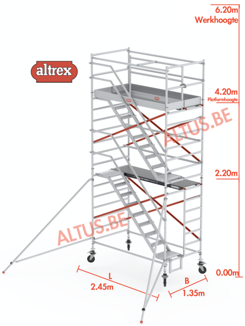 Altrex trapsteiger rs tower 53 /1.35 x 2.45 x 6.20m werkhoogte