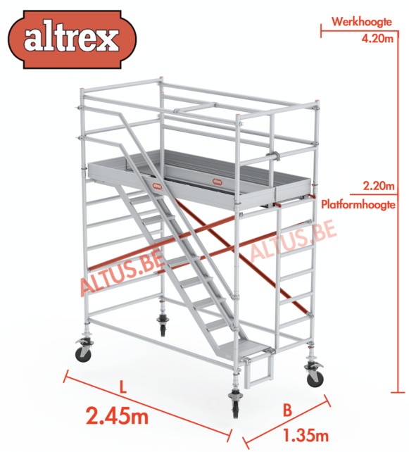 Altrex trapsteiger rs tower 53 /1.35 x 2.45 x 4.20m werkhoogte