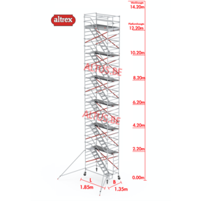 12.20m vloerhoogte = 14.20m werkhoogte