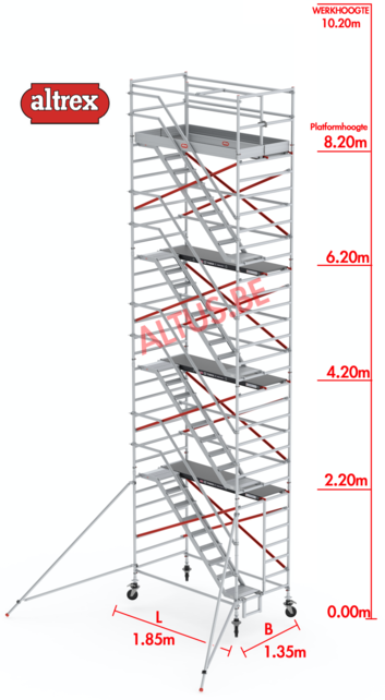 Altrex trapsteiger rs tower 53/1.35 x 1.85 x 10.20m werkhoogte