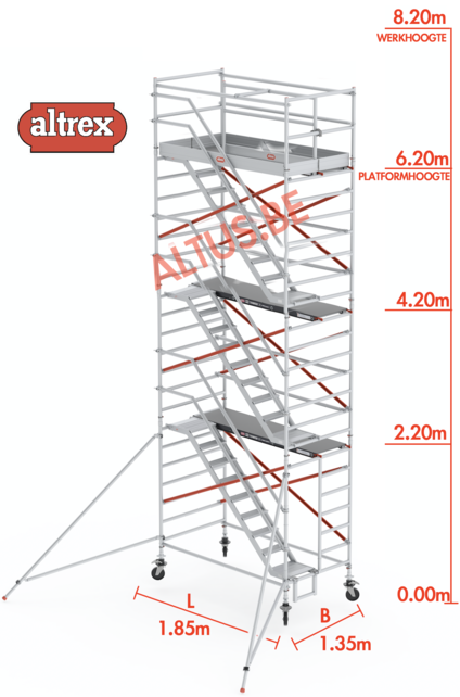 Altrex trapsteiger rs tower 53/1.35 x 1.85 x 8.20m werkhoogte