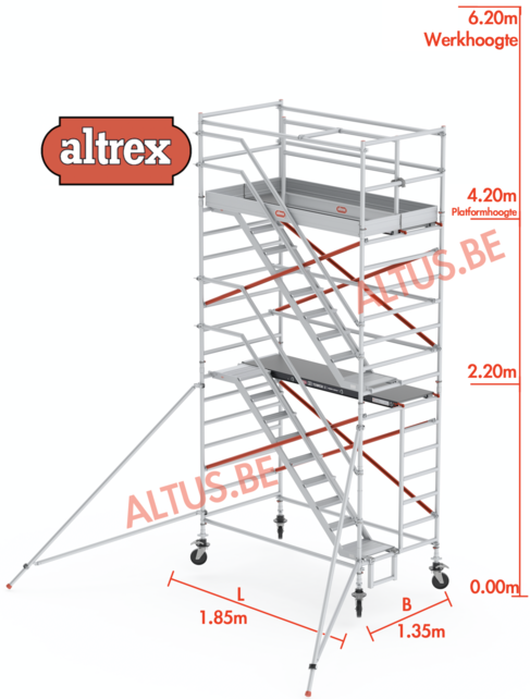 Altrex trapsteiger rs tower 53/1.35 x 1.85 x 6.20m werkhoogte