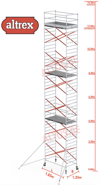 Altrex rolsteiger 1.35 x 1.85 x 12.20m vh = 14.20m wh