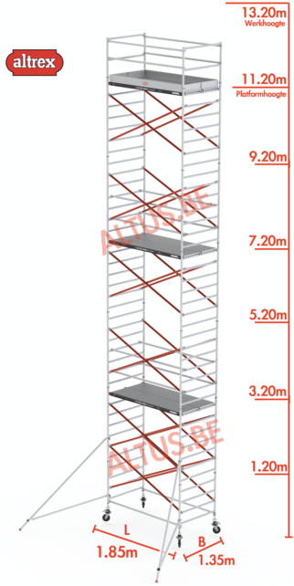 Altrex rolsteiger 1.35 x 1.85 x 12.20m vh = 13.20m wh