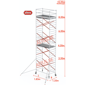 8.20m platformhoogte = 10.20m werkhoogte