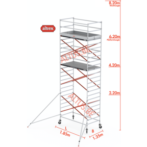 6.20m platformhoogte = 8.20m werkhoogte