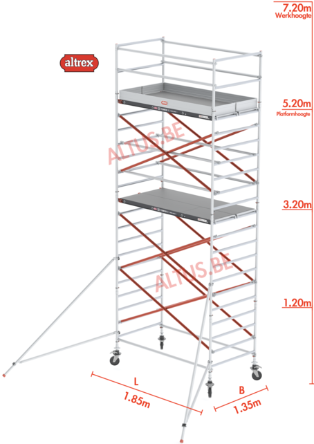 Altrex rolsteiger 1.35 x 1.85 x 5.20m vh = 7.20m wh
