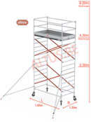 Altrex rolsteiger 1.35 x 1.85 x 4.20m vh = 6.20m wh