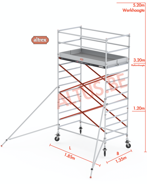 Altrex rolsteiger 1.35 x 1.85 x 3.20m vh = 5.20m wh