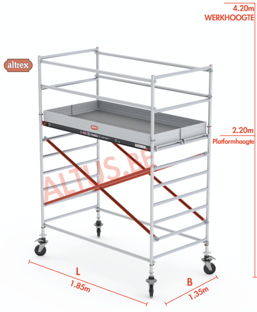 Altrex rolsteiger 1.35 x 1.85 x 2.20m vh = 4.20m wh