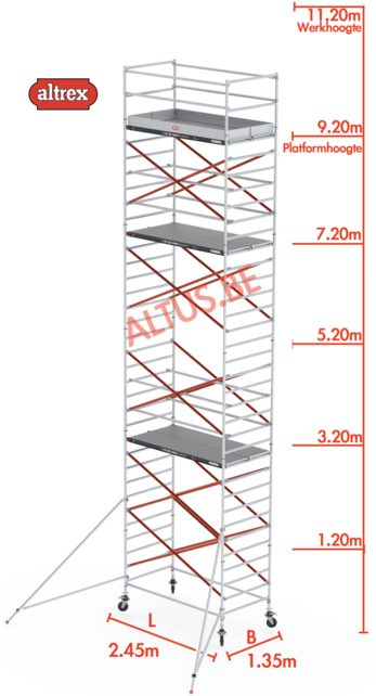 Altrex rolsteiger 1.35 x 2.45 x 9.20m vh = 11.20m wh