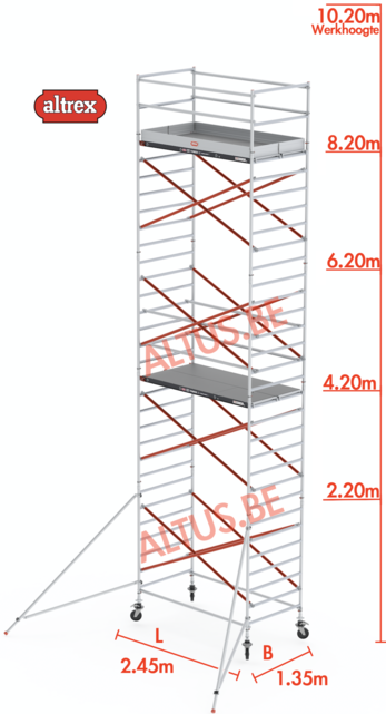 Altrex rolsteiger 1.35 x 2.45 x 8.20m vh = 10.20m wh
