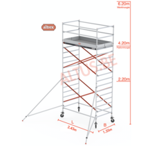 Altrex rolsteiger 1.35 x 2.45 x 4.20m vh = 6.20m wh