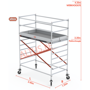 2.20m platformhoogte = 4.20m werkhoogte