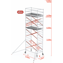 6.20m platformhoogte = 8.20m werkhoogte