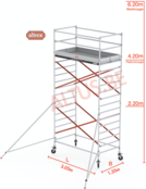 Altrex rolsteiger 1.35 x 3.05 x 4.20m vh = 6.20m wh