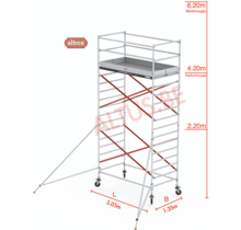 Altrex rolsteiger 1.35 x 3.05 x 4.20m vh = 6.20m wh