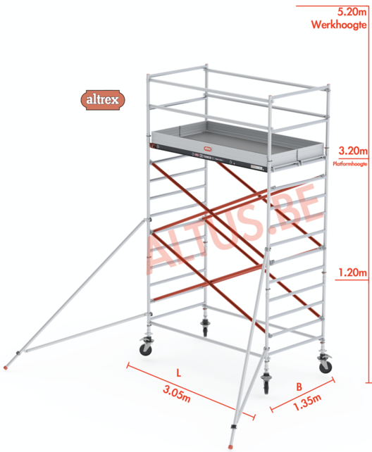 Altrex rolsteiger 1.35 x 3.05 x 3.20m vh = 5.20m wh