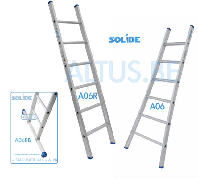 Solide professionele enkele ladder 6 treden 1.75m