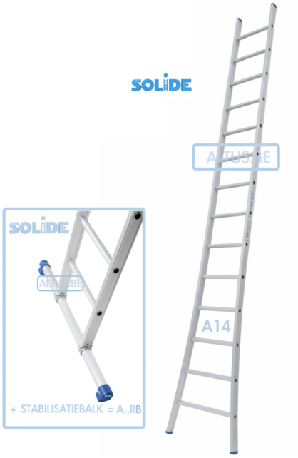 Solide professionele enkele ladder 14 treden 3.75m
