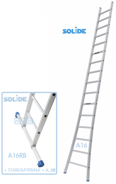 Solide professionele enkele ladder 16 treden 4.25m