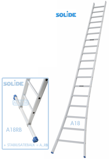 Solide professionele enkele ladder 18 treden 4.75m