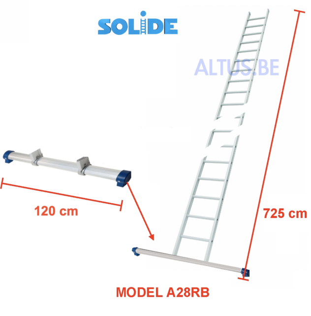 Solide Professionele enkele ladder 28 treden 7.25m