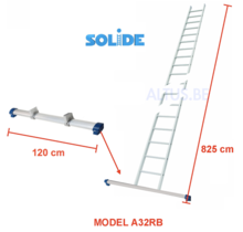 Solide professionele enkele ladder 32 treden 8.25m