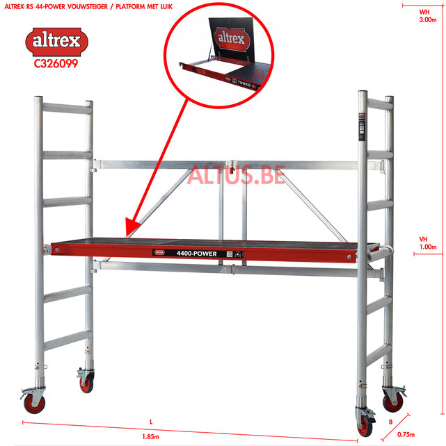 RS 44-power kamersteiger   0.75 x 1.85 x 3.00m WH 6-sports
