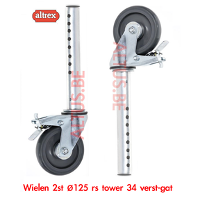 Wielen  ø125  verst-gat per paar