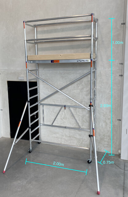 Prof. kamersteiger 2.93m stahoogte = 4.93m werkhoogte