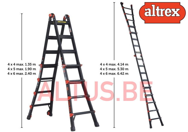 Vouwladder black Pro leveler 4x4
