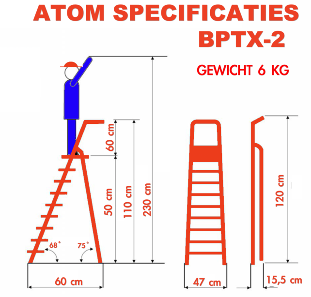 Atom 2-treden 0,50m professionele trapladder