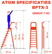 Professionele enkele trapladder 3 treden model ATOM
