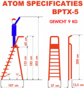 Professionele enkele trapladder 5 treden model ATOM