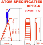 Professionele enkele trapladder 6 treden model ATOM
