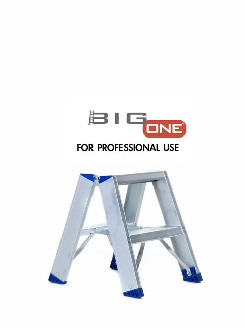 Dubbele trapladder 2x2-treden- stahoogte 0.50m