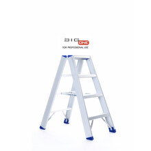 Dubbele trapladder 2x4-treden- stahoogte 1.00m