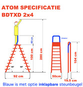 Professionele dubbele trapladder 2x4 treden model ATOM