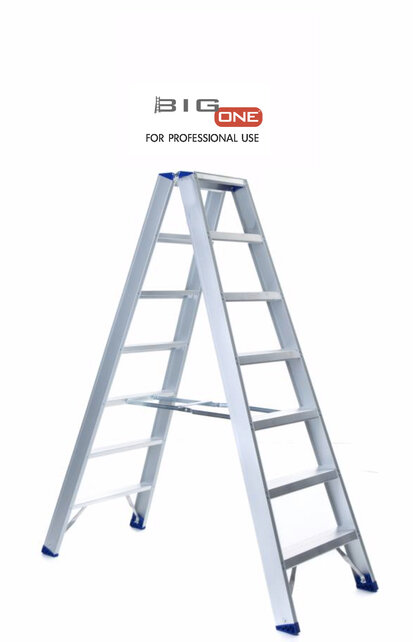 Dubbele trapladder 2x7-treden- stahoogte 1.75m