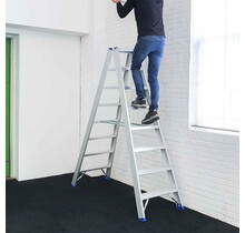 Dubbele trapladder 2x8-treden- stahoogte 2.00m