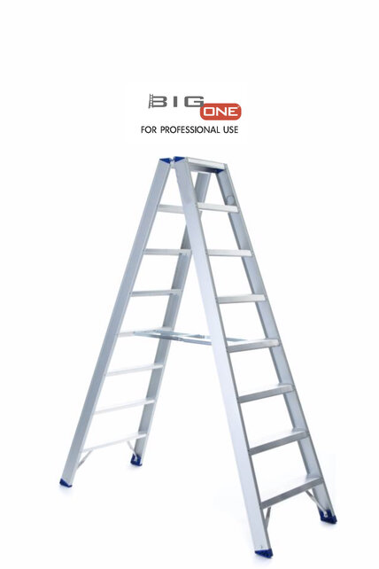 Dubbele trapladder 2x8-treden- stahoogte 2.00m