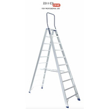 Dubbele trapladder 2x10-treden- stahoogte 2.50m